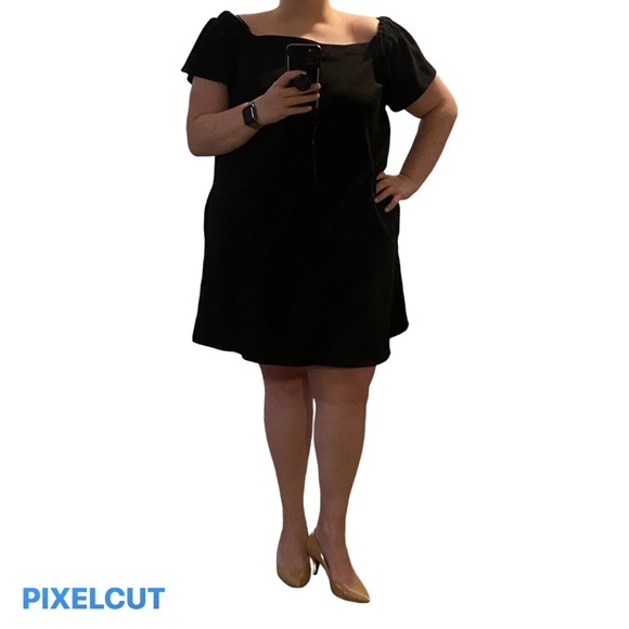 Off the Shoulder Black Dress with Pockets - Picture 1 of 3